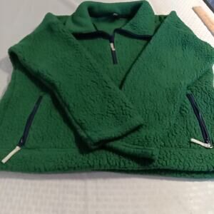 J Crew Sweater Mens Large Green Pullover Fleece 1/4 Zip Golf Sweatshirt Knit